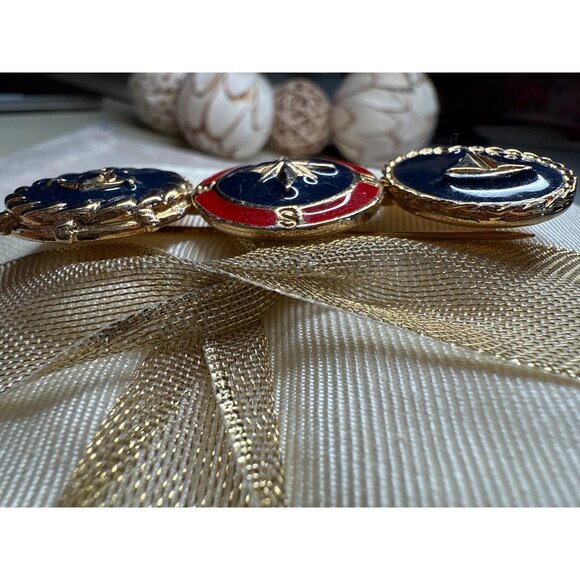 Vintage Nautical-Themed Gold-Tone Brooch Pin Trio Anchor Compass & Sailboat - Picture 5 of 10